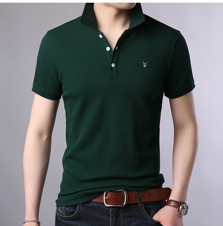 Playboy Mùa Hè Bông Ngắn Tay Áo T-Shirt Nam Casual Ve Áo Màu Rắn T-Shirt Thanh Niên Xu Hướng Polo Shirt