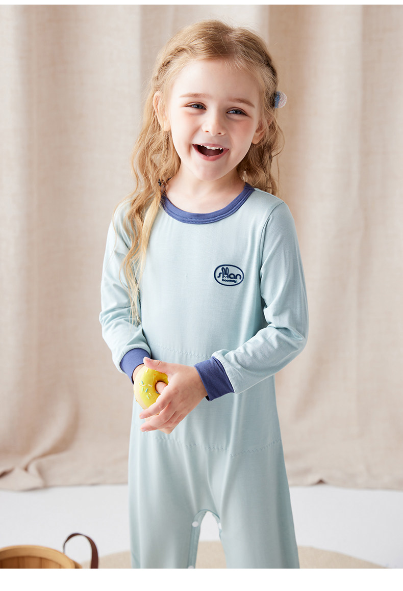 Spring, Summer, Autumn Double Layer Bellyband Boys and Girls One-Piece Pajamas — 16