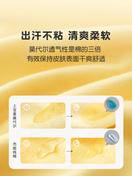 上宝麦春秋夏新儿童连体睡衣莫代尔双层护肚男女童宝宝睡衣家居服 — 3
