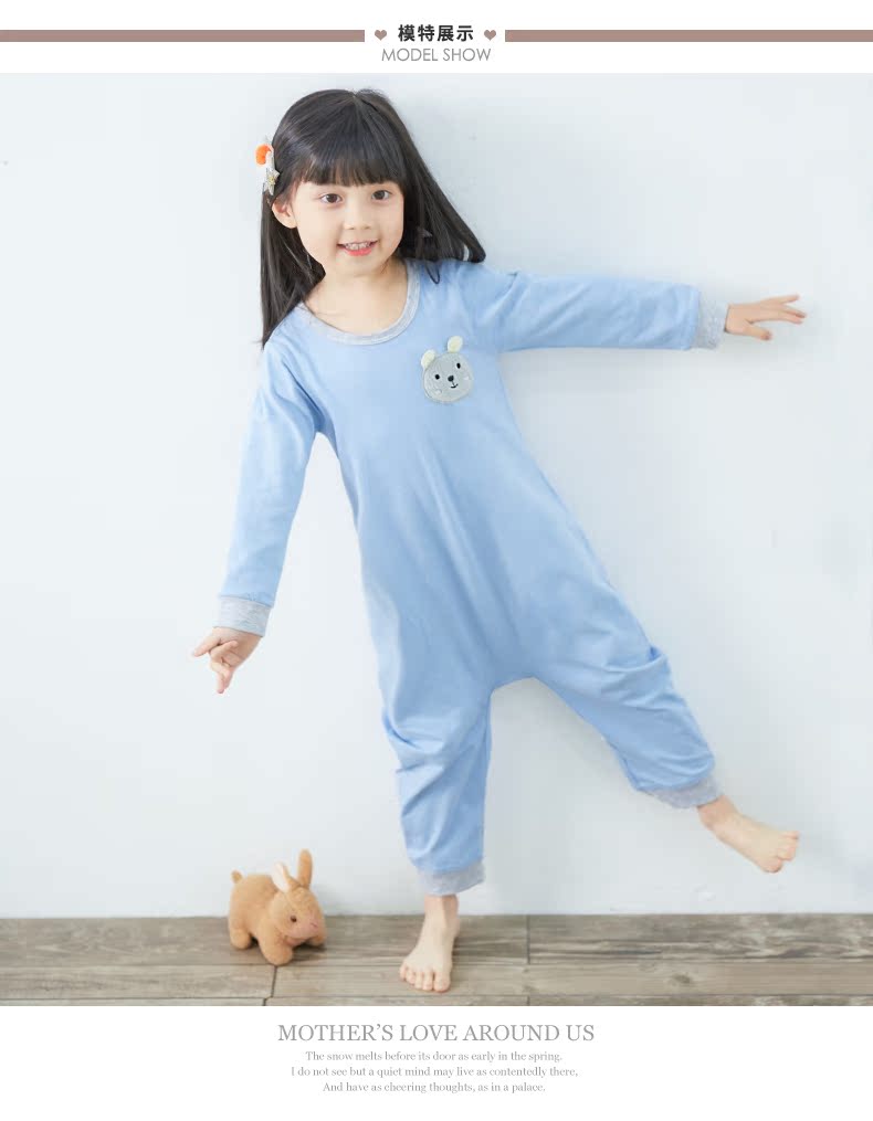 Shang Bao Mai mùa xuân mới cho trẻ em đồ ngủ một mảnh cotton dài tay cho bé trai và bé gái bodysuit cho bé