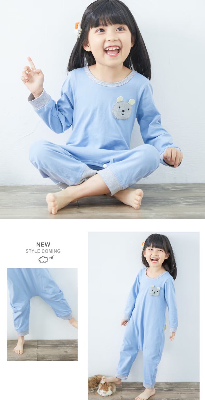 Shang Bao Mai mùa xuân mới cho trẻ em đồ ngủ một mảnh cotton dài tay cho bé trai và bé gái bodysuit cho bé