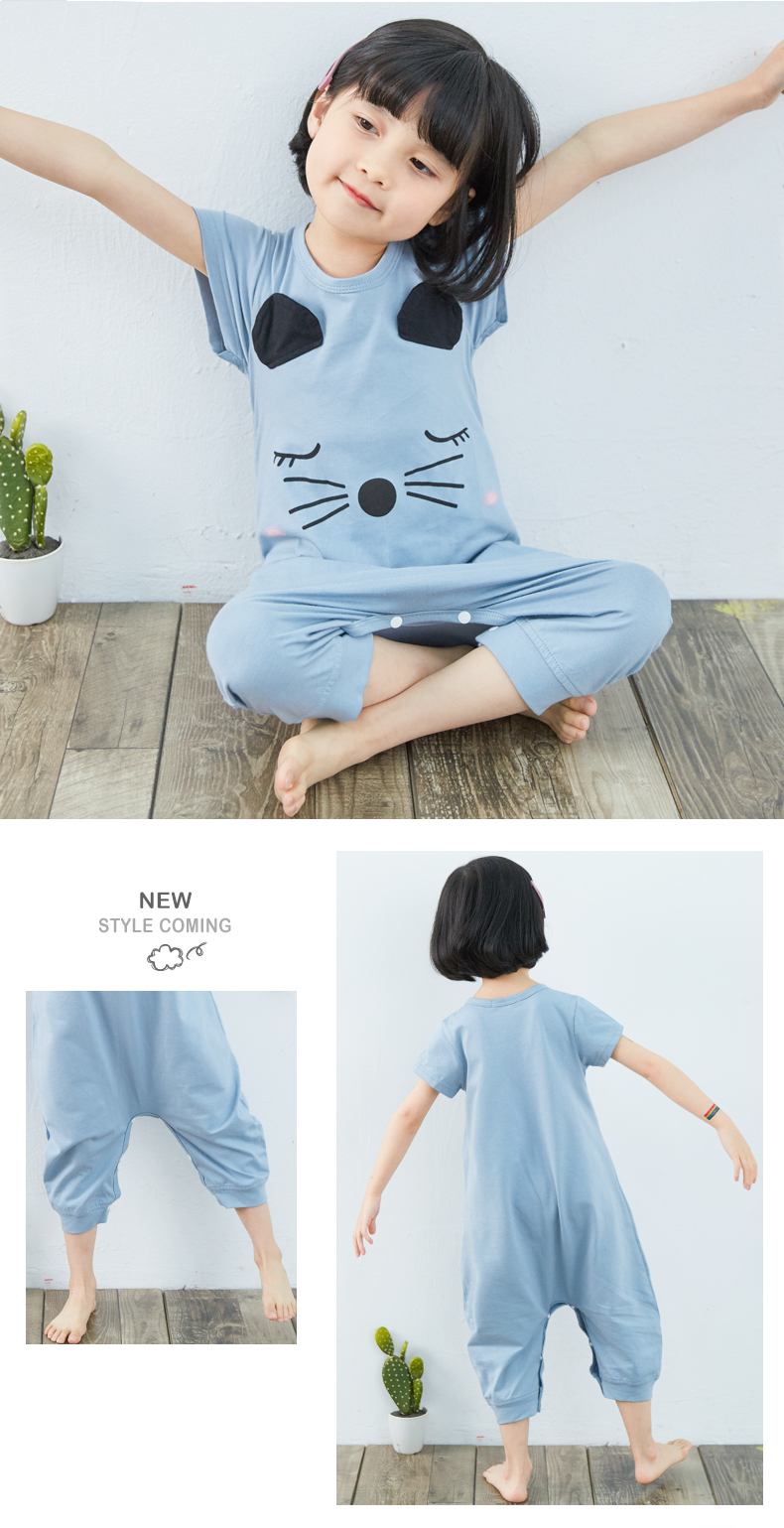 Shangbao Mai mùa hè trẻ em mới của một mảnh đồ ngủ ngắn tay bông bé đồ ngủ một mảnh váy dễ thương động vật phần mỏng quần áo trẻ sơ sinh