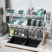 304 stainless steel telescopic kitchen sink storage rack bowl dish tray drain rack sink storage rack