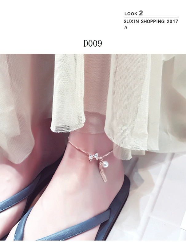 Trang sức trái tim Hàn Quốc đơn giản nhỏ tươi sáng tạo chuông sao thời trang hoa hồng vàng vòng chân nữ hoang dã vòng chân bạc tây tạng