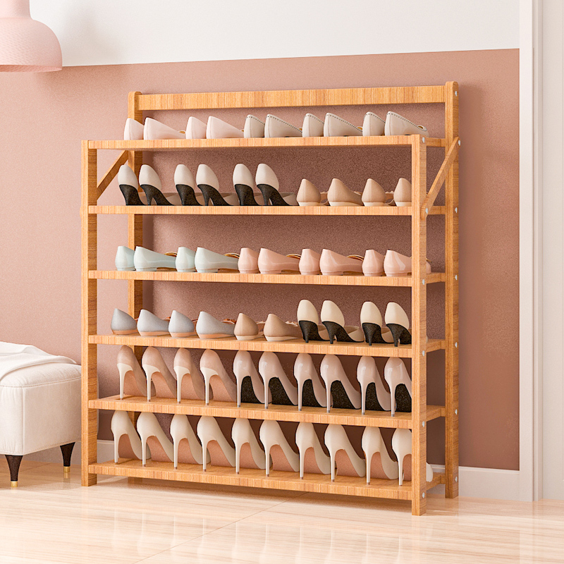 Shoe shelf small narrow door home bedroom dormitory simple folding solid wood multi-layer free installation new 2020 explosion models