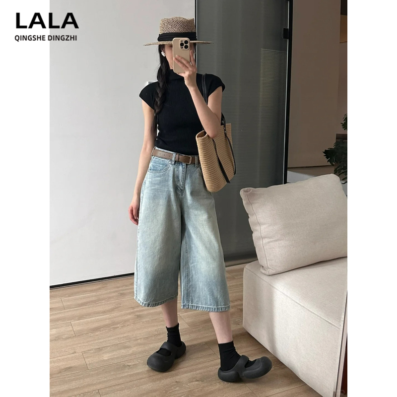 American Retro Straight-Leg Denim Capri Pants for Women 2026 New Summer Petite High-Waisted Loose Wide-Leg Mid-Length Thin Pants American Retro Straight-Leg Denim Capri Pants for Women 2026 New Summer Petite High-Waisted Loose Wide-Leg Mid-Length Thin Pants