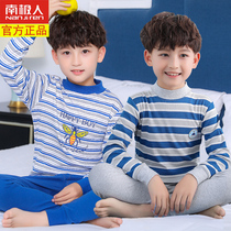 Antarctic boys autumn clothes and trousers set cotton middle and big Children Baby warm clothes children warm underwear Cotton