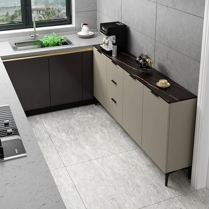 Italian light luxury cabinet ultra-thin kitchen narrow cabinet rock board living room in one wall modern minimal ultra-thin tea cabinet