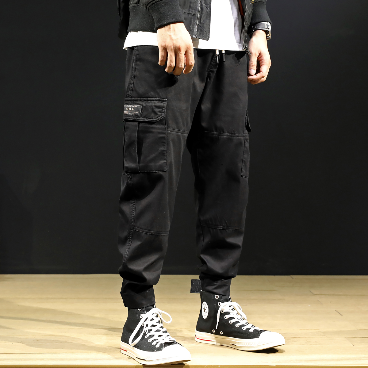 Spring workwear pants men's spring and autumn magic collage foot loose large size for casual men's pants autumn winter black pants boomer