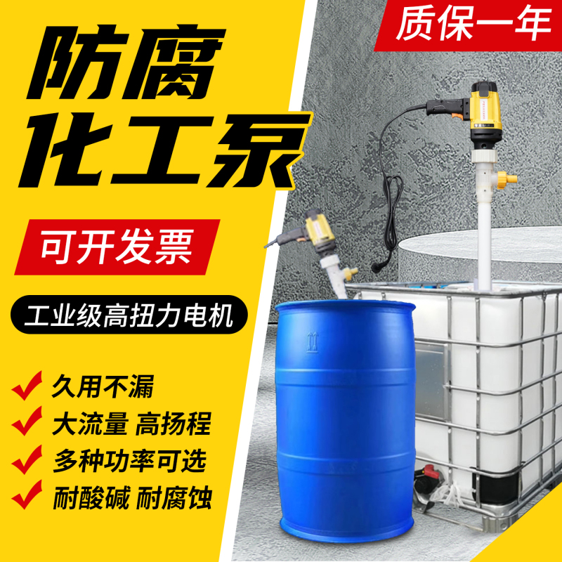 Stainless Steel Chemical Pump Acid and Alkali Pump Ptfe Material Anti-Corrosion Pump Satchel Electric Oil Pump 220V Barrel Pump