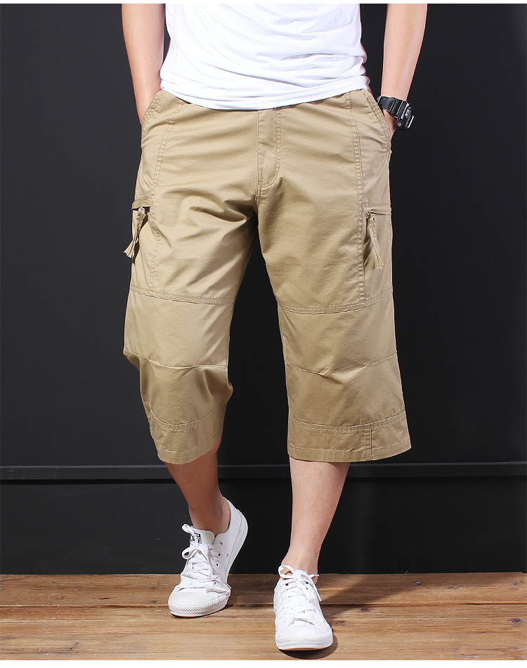 Mùa hè quần mỏng thể thao nam rộng kích thước lớn chất béo thường bảy điểm quần short cotton trung niên quần ống rộng nam