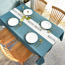 Table mat TPU tablecloth Blue Nordic tablecloth Light luxury dirty-resistant office pastoral wind seat cloth Spring outing table cloth