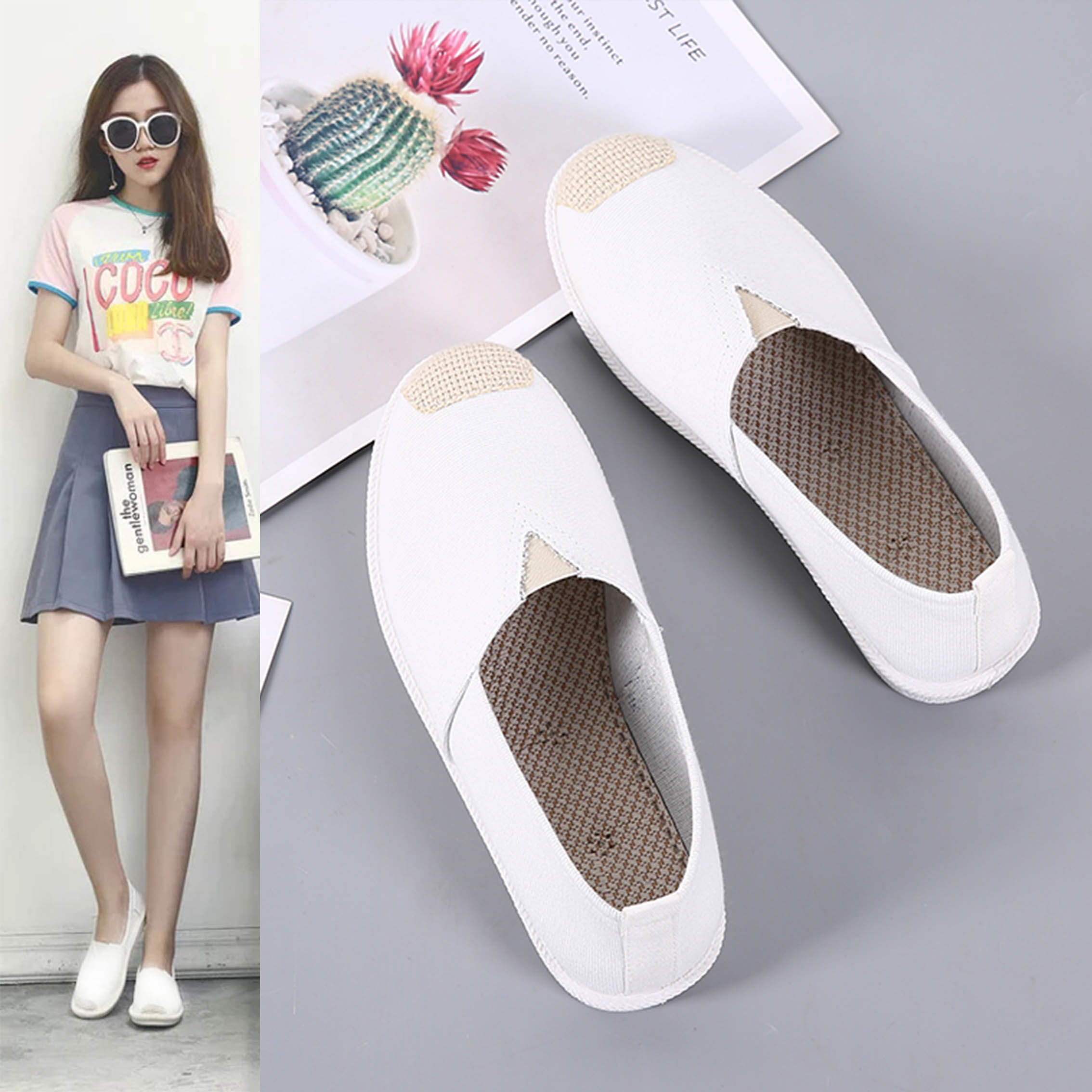 giày vải thời trang, giày công sở phong cách Hàn Quốc