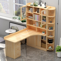 Full solid wood desk bookshelf combined desktop computer desk integrated home children study table brief writing desk
