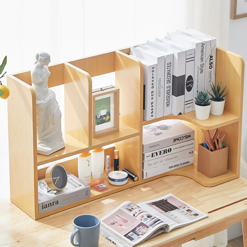 Solid Wood Desk Contained shelf Office Desktop Shelf Students Home Table Finishing Small Bookshelves Custom-Taobao