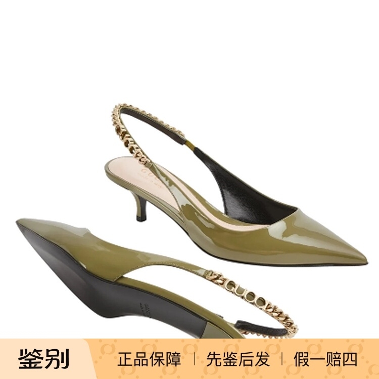 [Alice Uk Purchase] Gucci/Gucci Classic Chain-Decorated Pointed-Toe Patent Leather High Heels