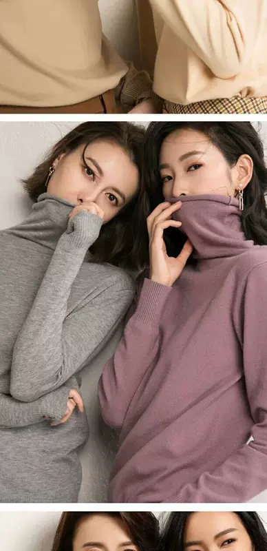 [Giải phóng mặt bằng 29 nhân dân tệ] Áo len cashmere mùa thu và mùa đông cao cổ nữ chất đống cổ áo len hoang dã áo len mỏng chạm đáy - Đan Cardigan