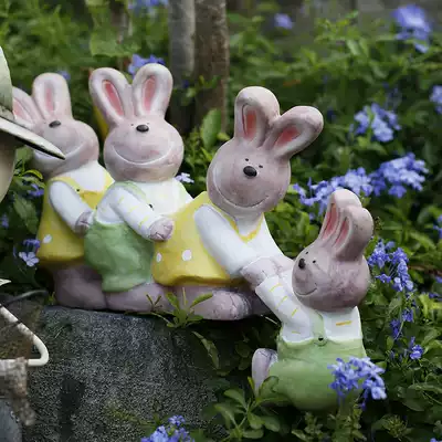 Creative ornaments garden landscaping courtyard decoration cute rabbit open-air small balcony layout indoor resin landscape