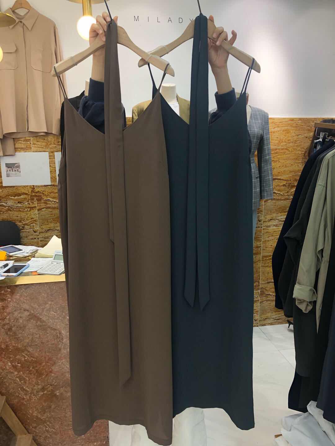 Mila Spring Summer New Korean version Temperament Ins Ultra Fire Ocean Dress Harnesses Snowspun Long Dress Accessories 7618 #