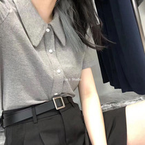 Hi candy summer versatile French cotton slim slim knit cardigan short polo short top 3353 #