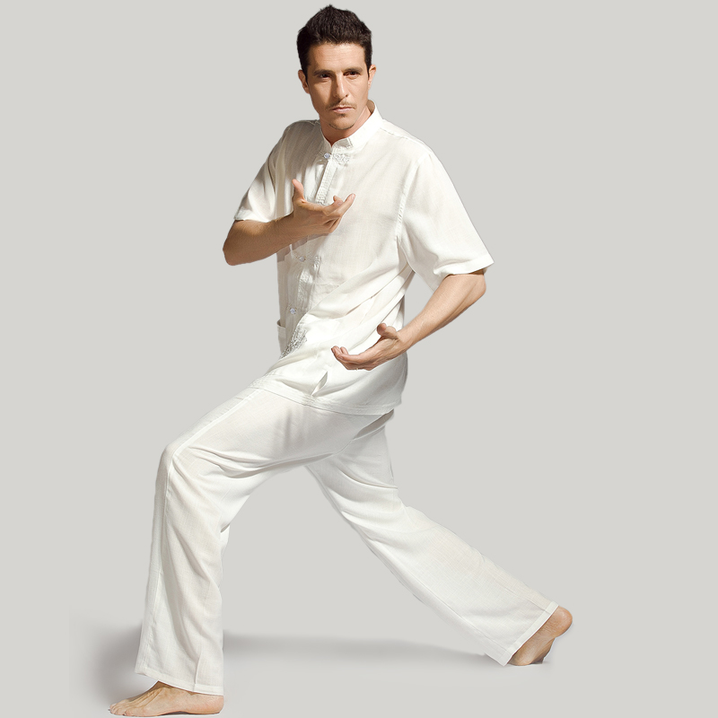 Mini also the elderly national style kung fu suit lay suit Silk cotton men's Chinese short-sleeved top suit Tang suit
