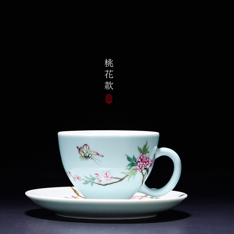 Treasure porcelain jingdezhen tea set ceramic cup bowl Lin, a single CPU hand azure famille rose tea cup coffee cups and saucers