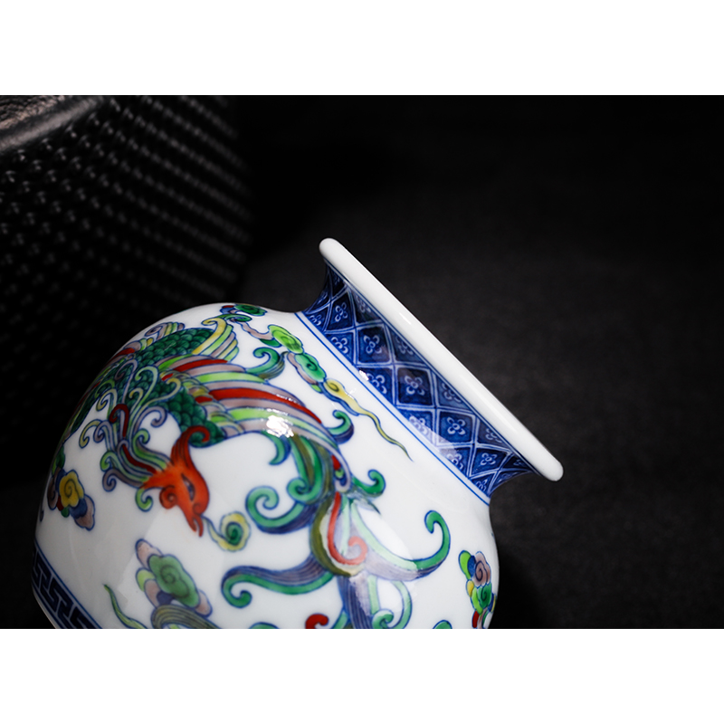 Treasure porcelain jingdezhen ceramic up porcelain dou colourful feng Lin wen canister all hand tea accessories caddy fixings storage tanks