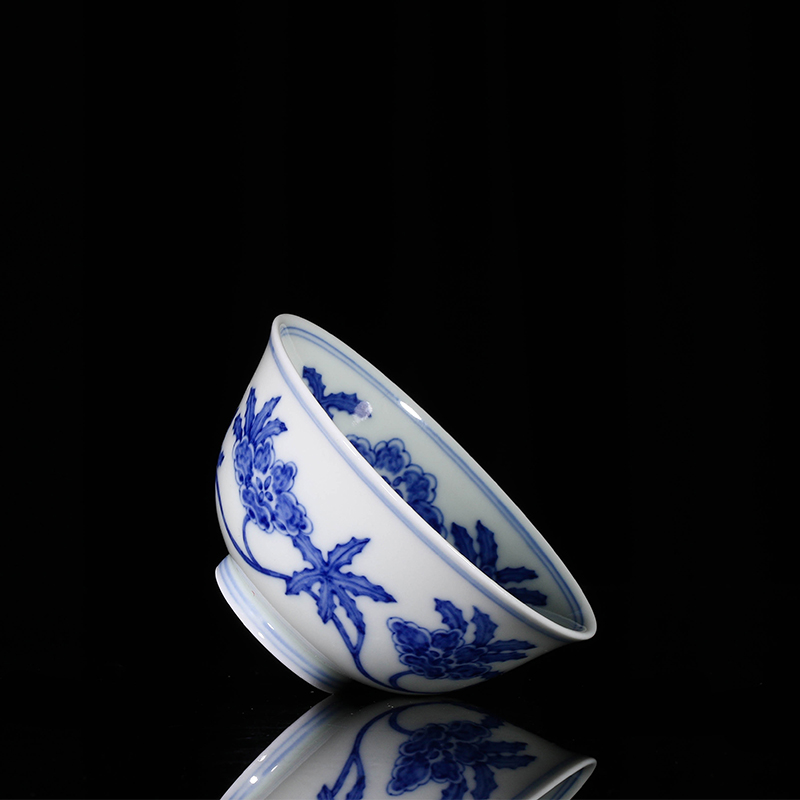 Treasure porcelain blue tie Lin branch okra grain ceramic sample tea cup cup personal kung fu tea masters cup tea cups