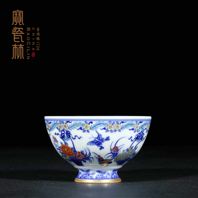 Blue and white paint recent heart treasure porcelain enamel see Lin cup single CPU master CPU