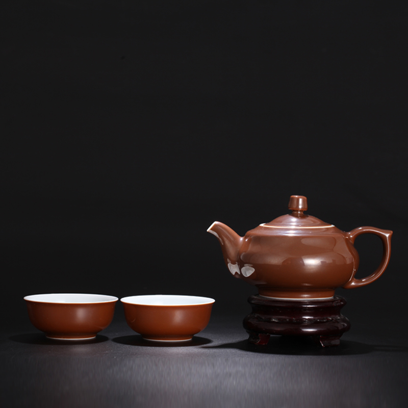 Treasure porcelain jingdezhen Lin, one of four big co high temperature color glaze private suit to a pot of two cups of tea gift box