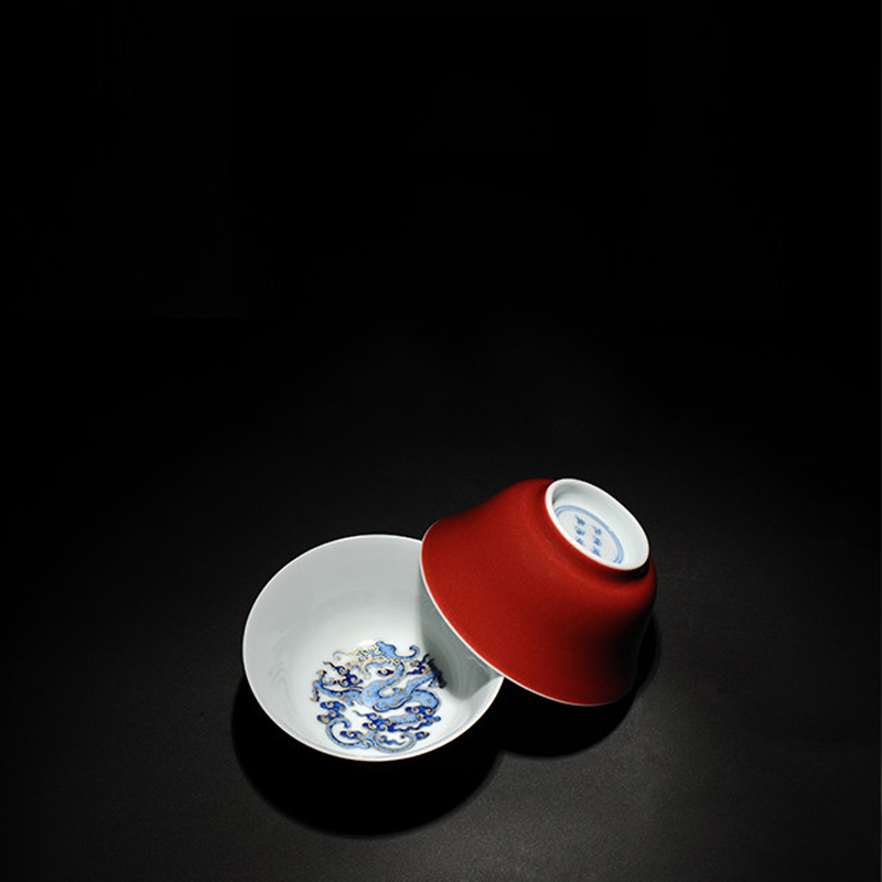 Treasure porcelain Lin ji red longfeng tableware suit household Chinese wind high - grade light much originality club to bowl bowl