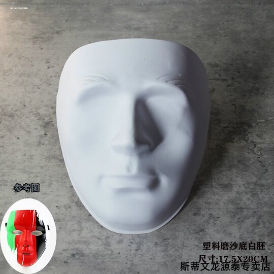 Маска для лица без глаз и отверстий, без рисунка, для ручной росписи, для ролевых игр, таких как «Вервольф», из пластикового материала.