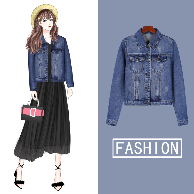 2022 spring autumn new net red denim jacket woman sashimi with short Han version of slim fit 100 lap denim jacket lins