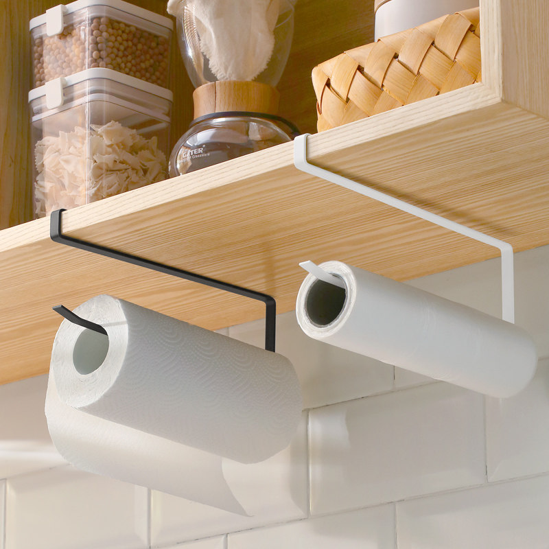 Kitchen Paper Rack Cabinet Lower Hanging Roll Paper Shelve Preservation Film Paper Towel Rack Free of stiletto lazy people smear hanging rack-Taobao