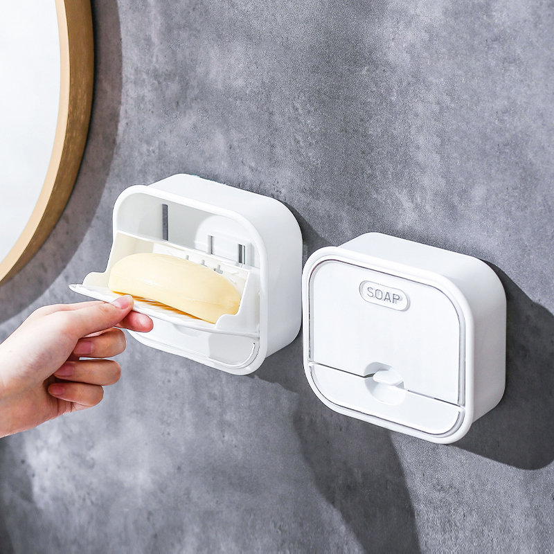 Soap box free of punching wall-mounted draining multifunctional soap containing box soap shelf light and luxurious soap dispenser