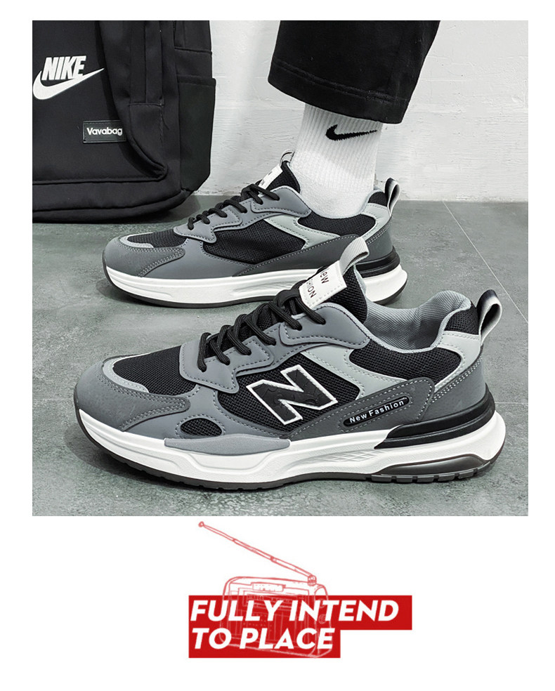 Папа обувь 男鞋2024新款春季透气网面防臭运动休闲跑步增高老爹潮牌劳保潮鞋