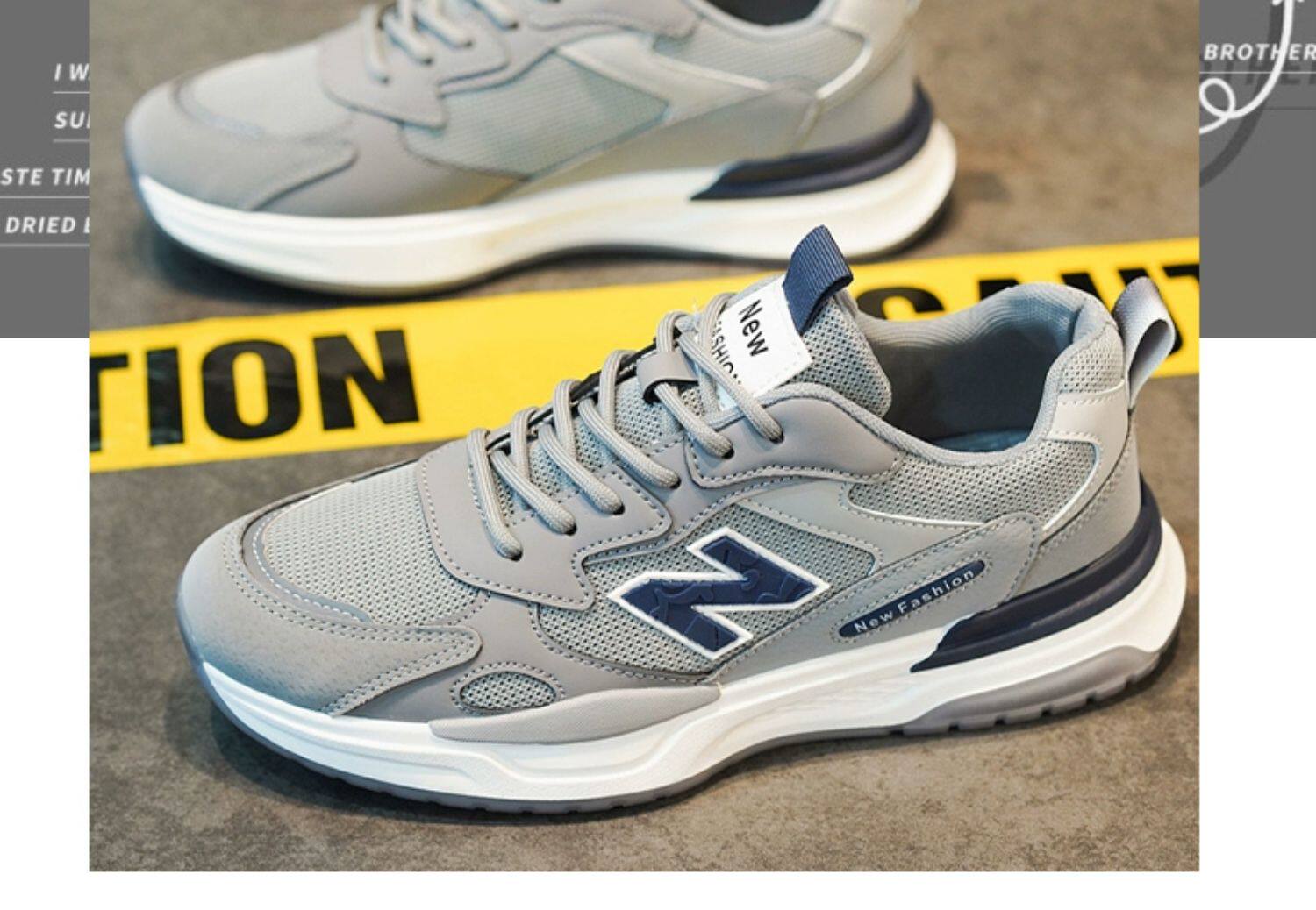 Папа обувь 男鞋2024新款春季透气网面防臭运动休闲跑步增高老爹潮牌劳保潮鞋