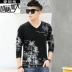 Xu hướng cộng với phân bón XL thêm kích thước lớn tay áo thun nam cổ chữ V làm dày mỡ từ bi XXXXXL shop quần áo nam Cực lớn