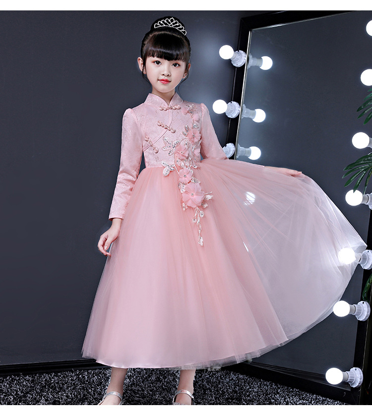 Váy bé gái 2018 kiểu Trung Quốc mới sườn xám hoa cô gái váy cưới trẻ em trang phục váy tutu bexinhshop shop