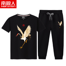 Mens summer suit mens Chinese wind clothes 2021 new summer casual large size mens fashion short-sleeved t-shirt