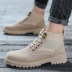 Martin boot nam mùa hè vải thoáng khí Anh cao giản dị để giúp phiên bản Hàn Quốc của xu hướng công nhân đỏ hoang dã giày nam - Giày ống giầy thể thao nam Giày ống