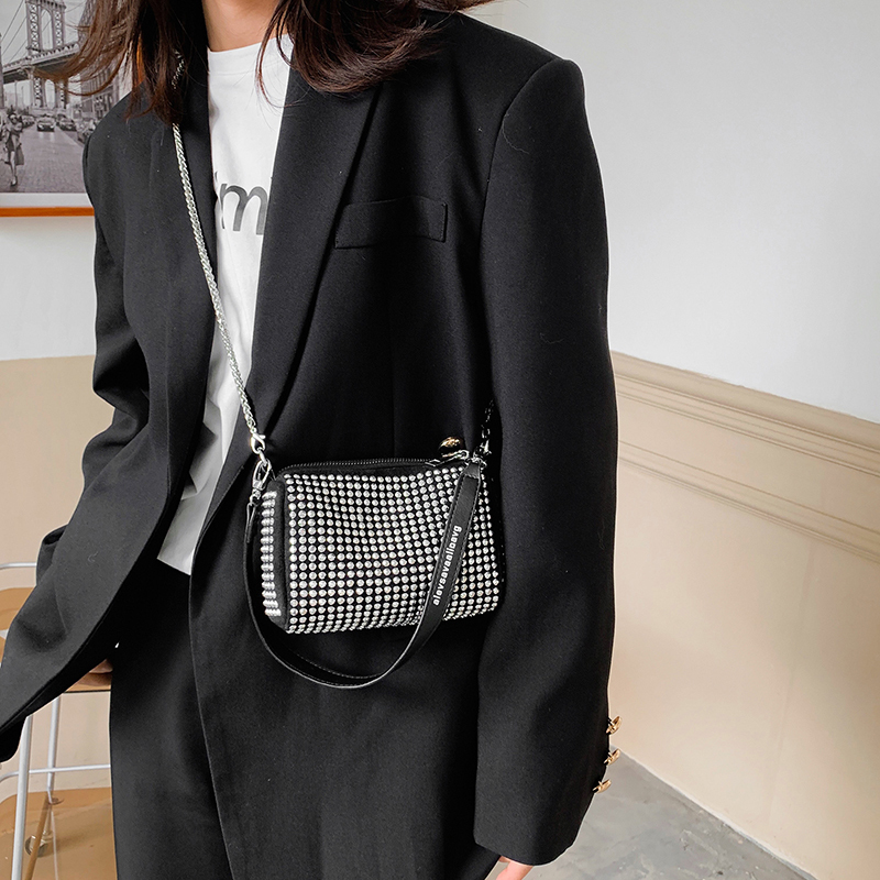 Trendy Diamond-Embellished Small Bags 2025 New Women's Summer Versatile Chain Crossbody Bag Niche Shoulder Bag