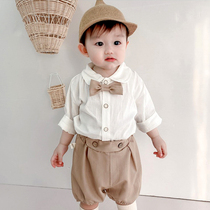 1 male baby Summer clothing Yangqi 2 Boy birthday Birthday Dress Handsome for the Zhou clothes Childrens shirt shorts suit