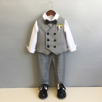 Flower boy boy small suit suit Inron spring autumn baby age gown with handsome children shirt waistcoat waistcoat for three sets