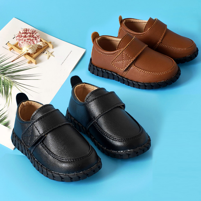 Boy's small leather shoes spring and autumn baby baby soft soles shoes performing black shoes for British wind children