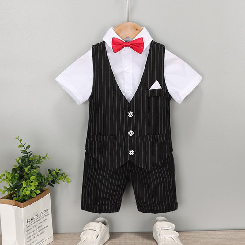 Children's small suit suit boy Summer boy is wearing a flower gown and handsome boy host acting out of suit