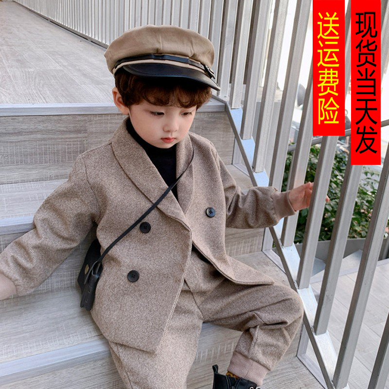 Boy suit British wind and autumn winter children casual little suit handsome boy dress flower child three pieces