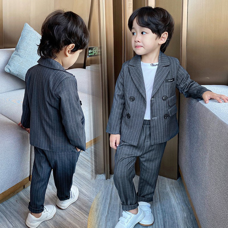 Children's suit suit 2022 new wave Spring and autumn Ocean Boy Flowers Tuxedo Boy Casual Fried Street Little West Suit