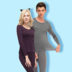 Mùa thu và mùa đông mèo ấm đồ lót nam và nữ cổ tròn áo len cotton thanh niên cặp đôi Slim body quần áo mùa thu quần dài phù hợp với - Phù hợp với nóng lên đồ bộ mặc nhà cao cấp hàn quốc Phù hợp với nóng lên
