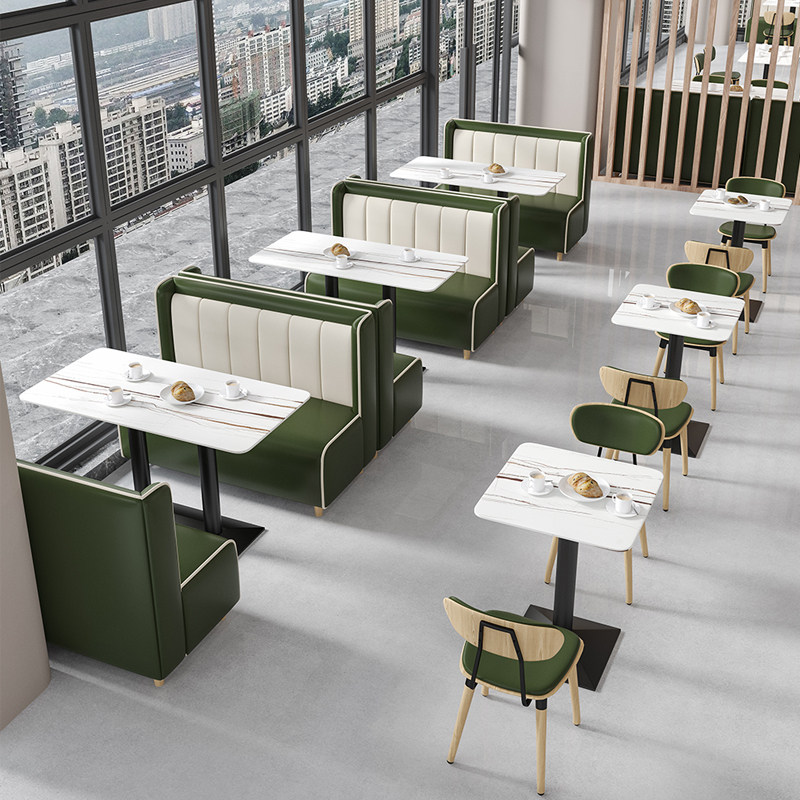 Customized western restaurant cafe against the wall card seat sofa milk tea shop dessert snack burger bakery table and chair combination